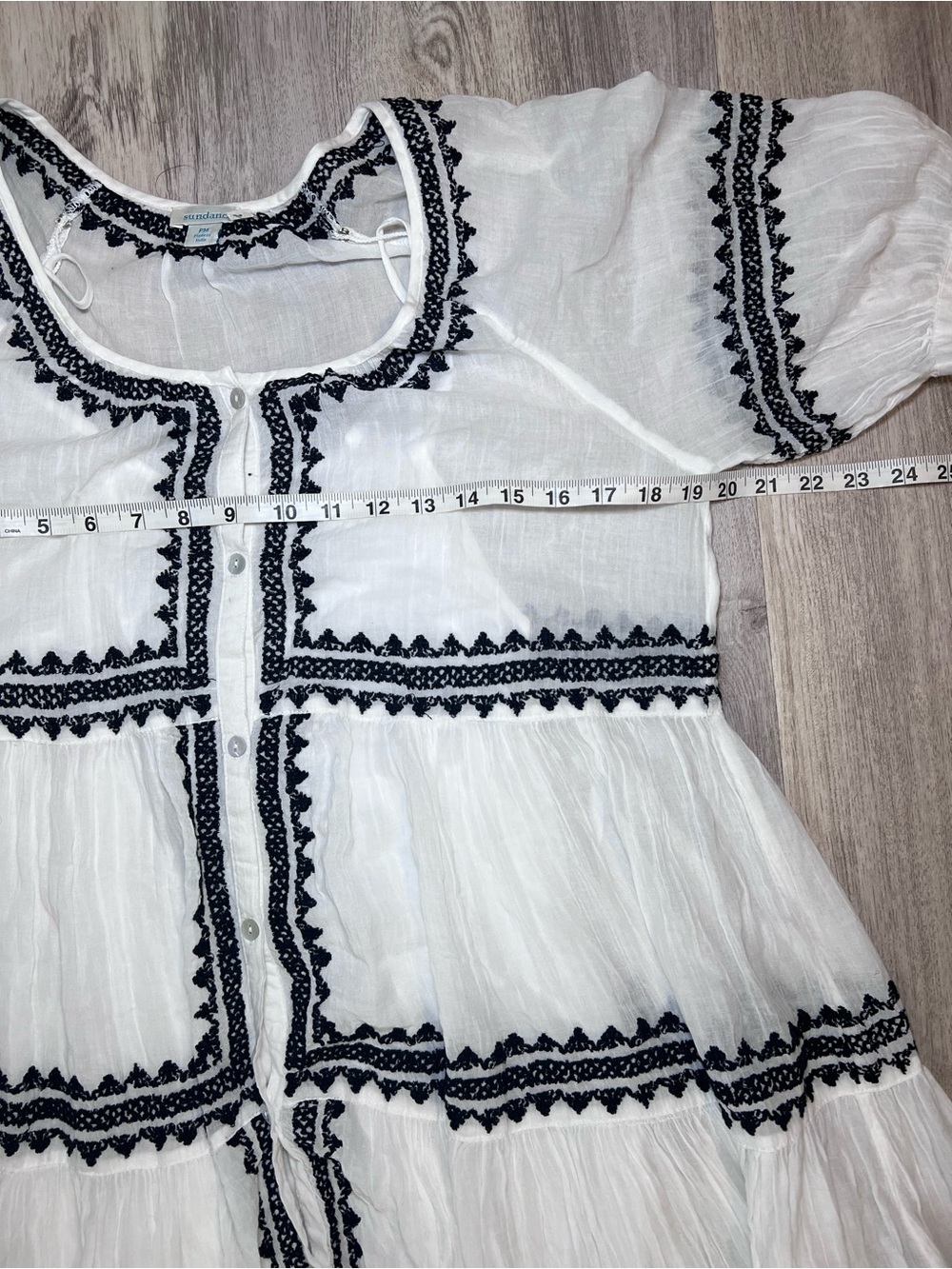 Sundance Sea La Vie Embroidered Dress White Black Size PM - Picture 9 of 14